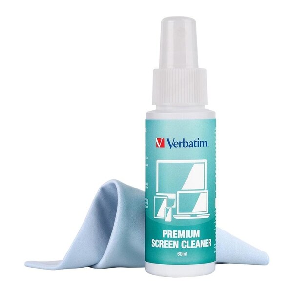 Verbatim Premium Screen Cleaning Kit - 60ml. Laptop, Phone, Tablet, Monitors, Screens, Glass. Antibacterial