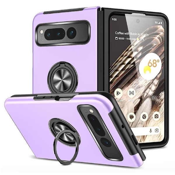 Phone Case With Ring Kickstand For Google Pixel Fold, Pc + Tpu Magnetic Car Mount Phone Cover