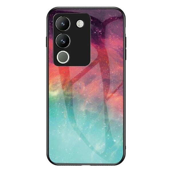 For vivo V29e (Global) 5G / Y200 (India) 5G Case Tempered Glass+PC+TPU Pattern Printing Protective Cover