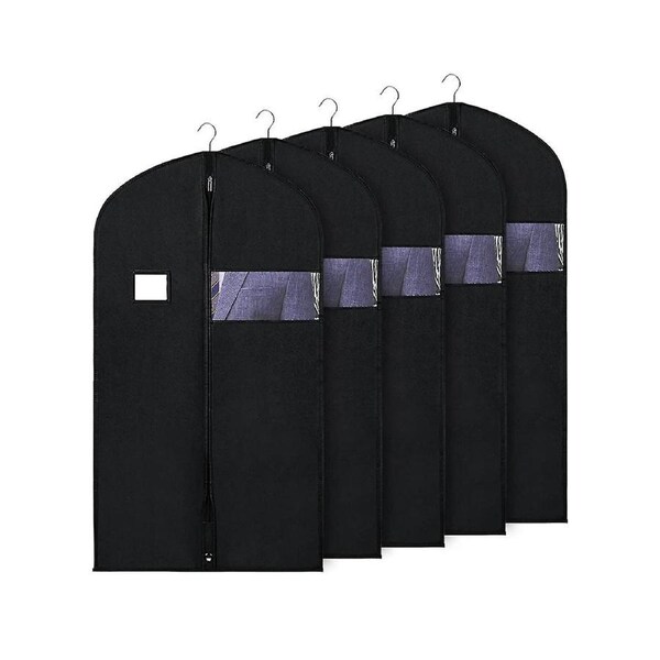 5 Pcs Suit Hanging Bags Garment Storage Covers With Clear Window And Id Holder For Robes And Trench