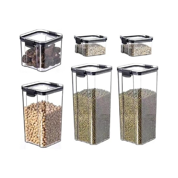 6pcs Kitchen Containers Seasoning Box Organizer Storage Jars For Cereals Jar For Bulk Jars With Lid