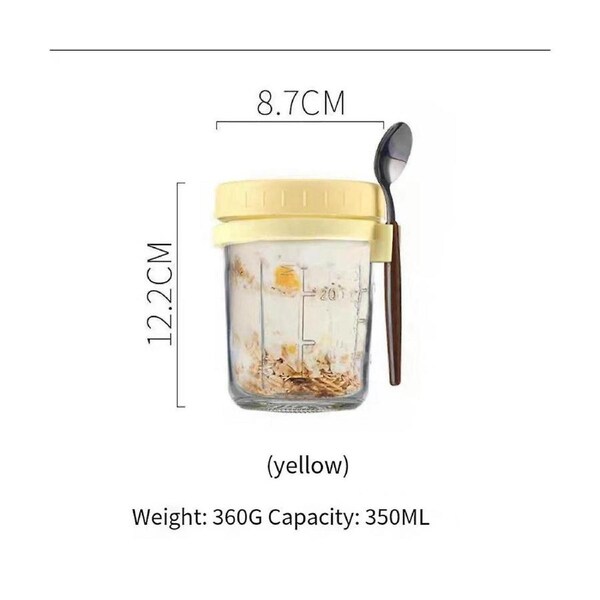 JOYBUY 4pcs Glass Containers with Lid & Spoon - Yogurt Pudding Cereal Oats Storage