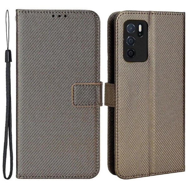 For Oppo A16/a16s/a54s Diamond Texture Pu Leather Protective Phone Case With Wallet Stand