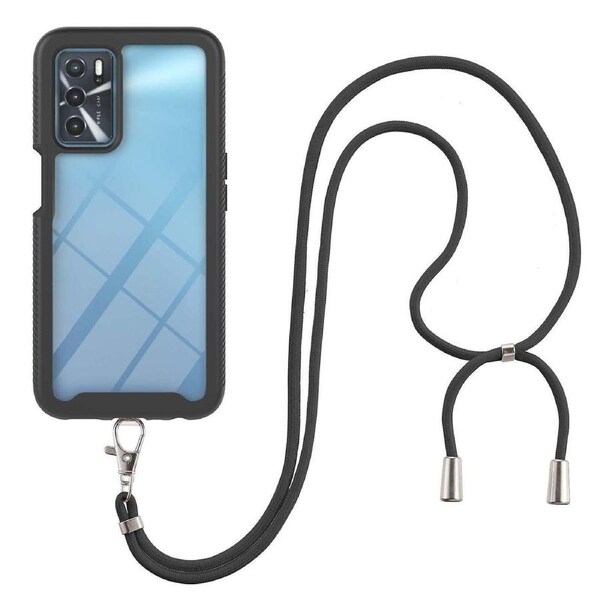 Scratch-resistant Drop-proof Tpu+pc Durable Phone Case Cover With Adjustable Lanyard For Oppo A16/a16s/a54s