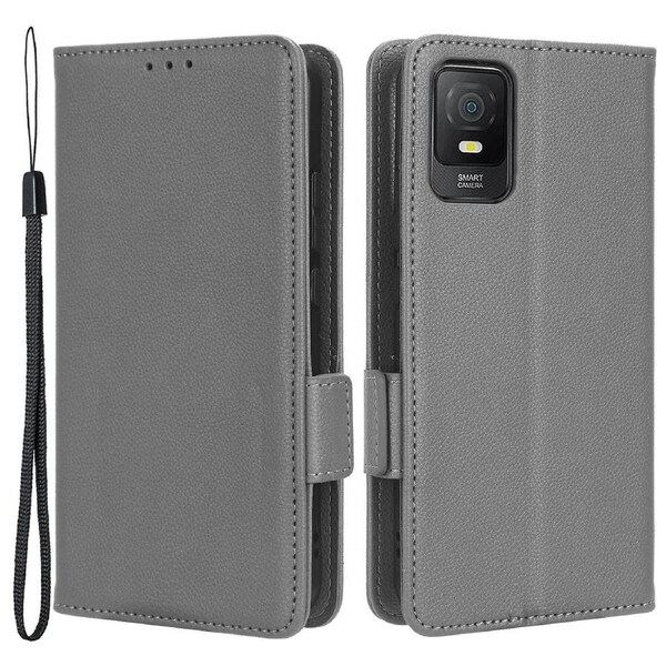 For Tcl 403 Litchi Texture Mobile Phone Cover Wallet Stand Pu Leather Dual Magnetic Clasp Phone Case