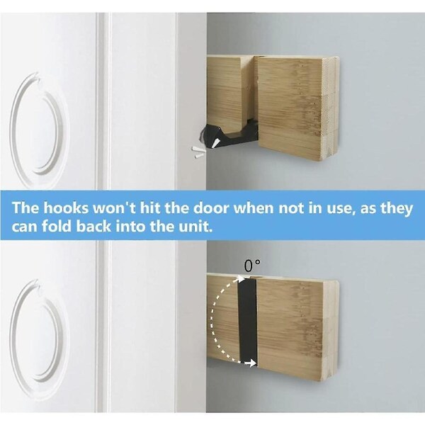 Wall Coat Hook With 5 Retractable Hooks, Wall Coat Rack For Hanging Coats, Scarves, Handbags And Others, Natural