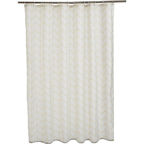 Printed fabric shower curtain 180 x 180 cm Chevrons Beige