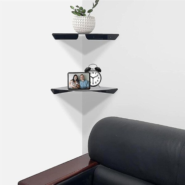 2 Pcs Acrylic Wall Mount Floating Corner Shelves Quarter Shower Shelf Hanging Corner Shelves Wall D
