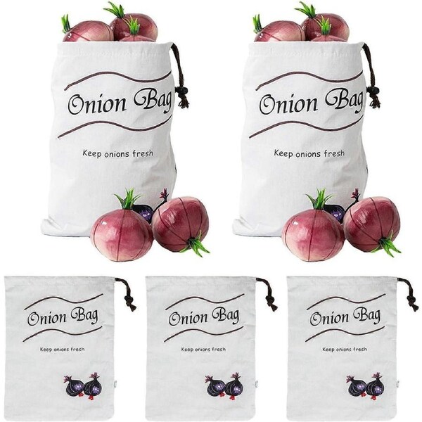 5 Potato Storage Onion Bag - 35x25cm Drawstring Potato Bags - Potato Bag with