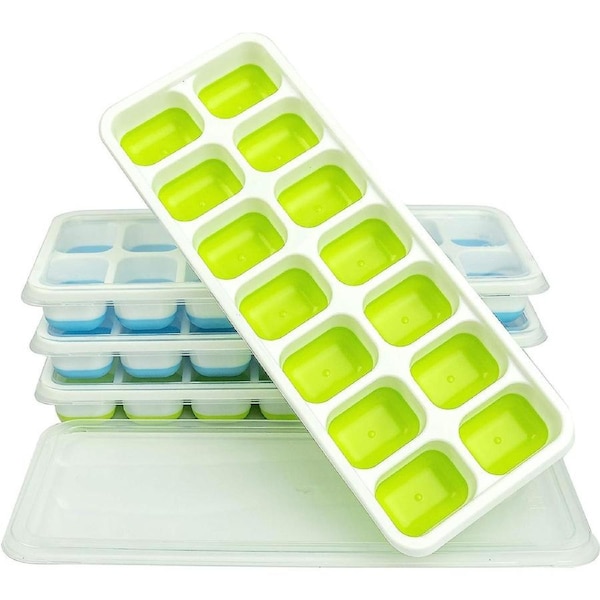 Ice Cube Trays Silicone Ice Cube Tray With Lid, Ice Cube Trays Silicone, Ice Trays For Freezer Easy Release,odorless, Stackable Ice Tray With Lid 4 Pcs