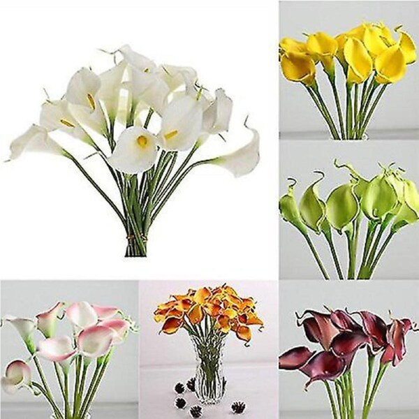 10pcs Elegant Lifelike Real Touch Artificial Pu Calla Lily Flower Bouquets