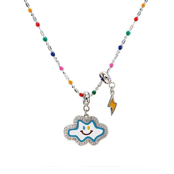 Colourful Smile Cloud Pendant Necklace Fashion Jewellery for Women Girls Gift