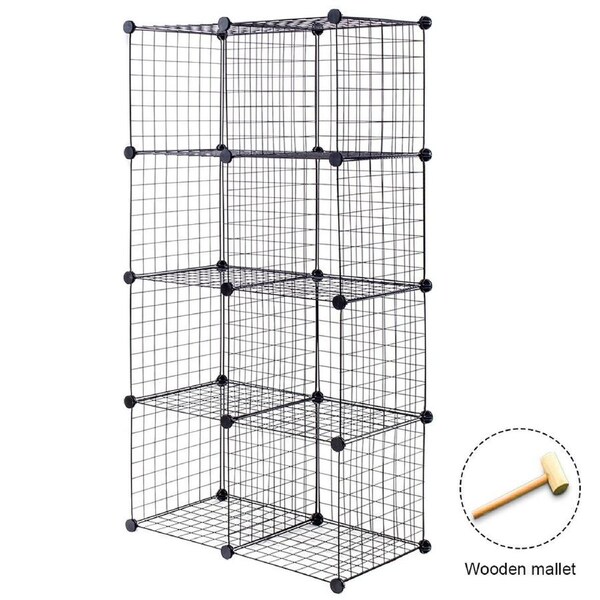 Costway 8 Cubes Gird Wire Storage Cabinet DIY Modular Shelf Organizer Rack Foldable Bookcase Home Black