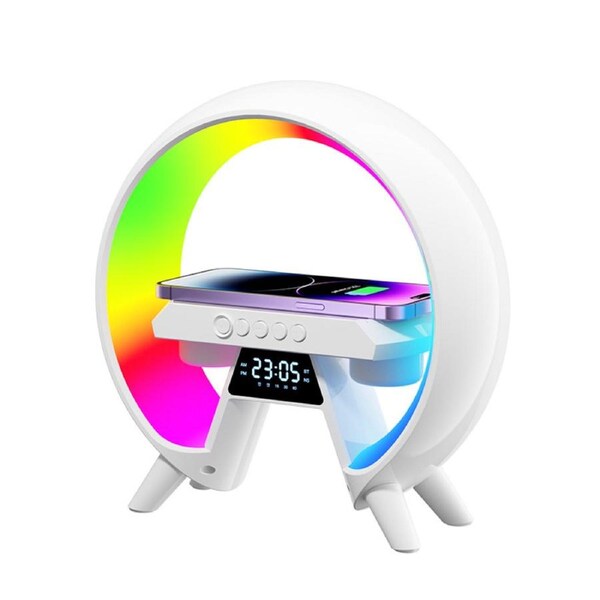 Bluetooth Speaker 15W Wireless Charger LED Alarm Clock RGB Night Light Lamp