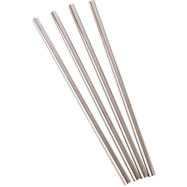 4pc Appetito Stainless Steel Straight Reusable Drinking Straw Smoothie/Juice