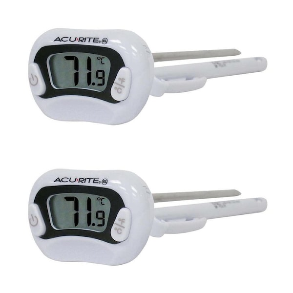 2x Acurite Stainless Steel Probe Digital Instant Read Cooking Thermometer White