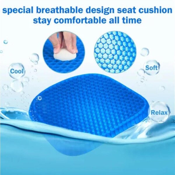 2 Layer Gel Honeycomb Seat Comfort Cushion Flex Back Spine Pain Relief Car Office