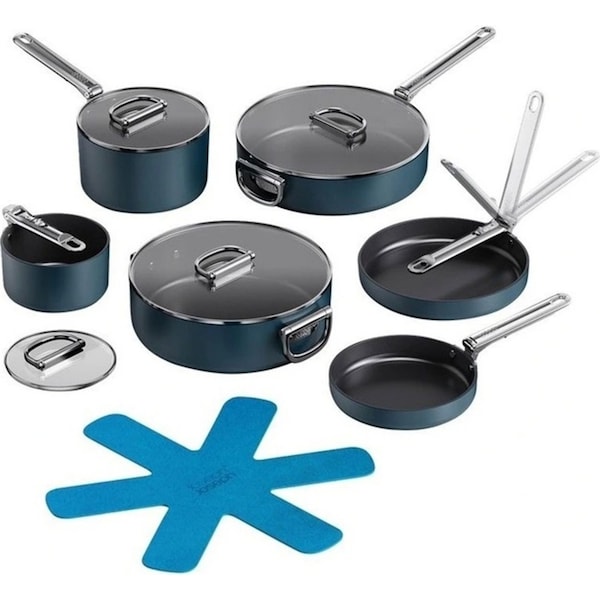 6pc Joseph Joseph Space Folding Handle Non-stick Cookware Pans w/ Lid Set