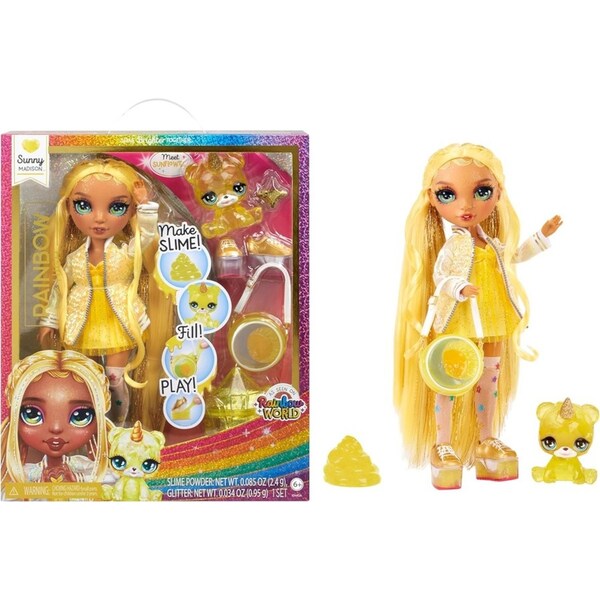 Rainbow High Rainbow World Sparkle Slime Kit and Pet Sunny Madison and Sunflower