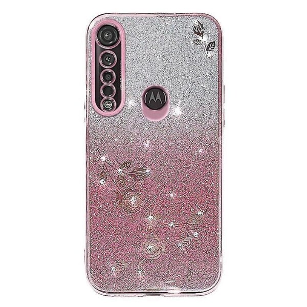 For Motorola Moto G8 Plus Case Rhinestone Flower Tpu Phone Cover