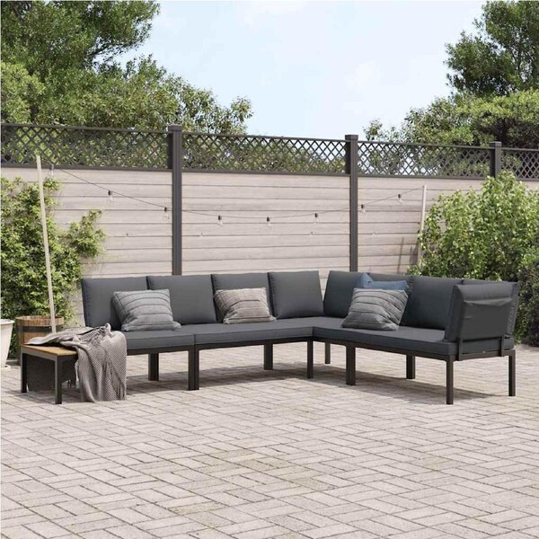 4 Piece Garden Sofa Set with Cushions Black Aluminium vidaXL