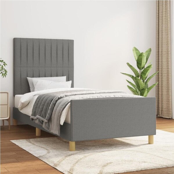 Bed Frame without Mattress Dark Grey 107x203 cm King Single Size Fabric vidaXL