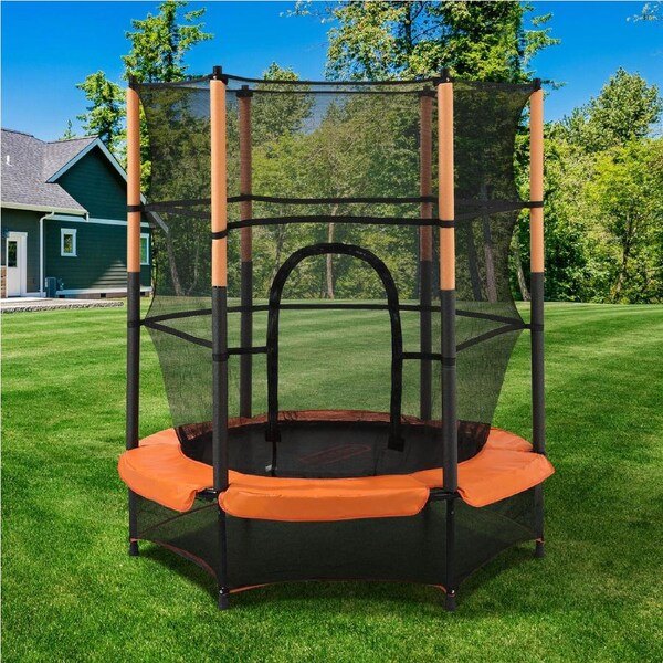 Mazam 55 Inch Trampoline for Kids w/ Enclosure Safety Net Round