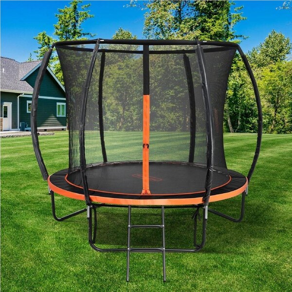 Mazam 8FT Trampoline Round Kids Trampolines Enclosure Safety Net with Ladder
