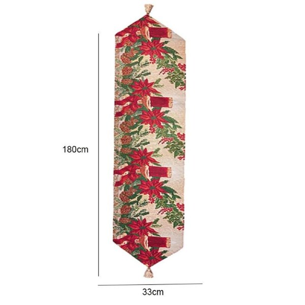 Christmas Tapestry Table Runner Home Decoration-Red