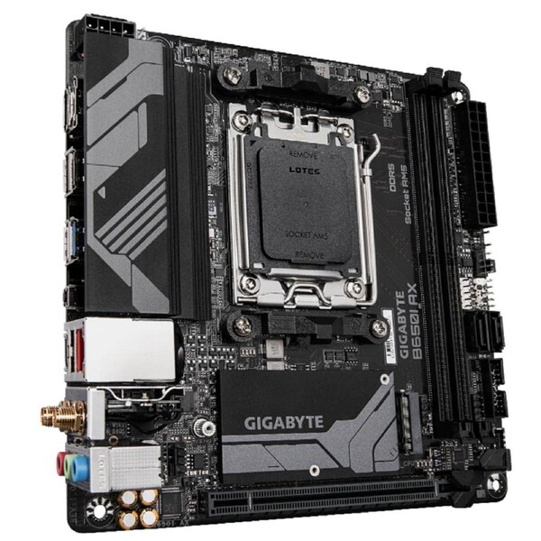 Gigabyte B650I AX Motherboard 2x DDR5~96GB,1x PCIe x16, 1x M.2, 2x SATA 6, 3x USB 3.2, 1x USB-C, 4x USB 2.0
