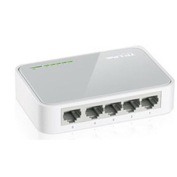 TP-Link SF1005D 5 Port White Fanless Switch 10-100m Desktop Plastic Case