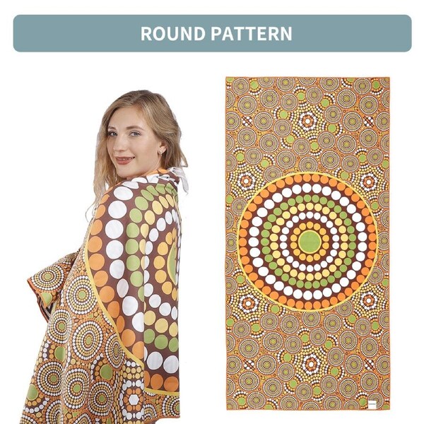 LINENOVA Double-sided Sand Free Beach Towel Microfiber Lightweight Ultra Soft Quick Dry Towels ROUND PATTERN