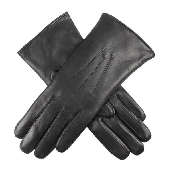 Dents Womens Kangaroo Leather Dress Gloves Cashmere Wool Lined - Black Medium