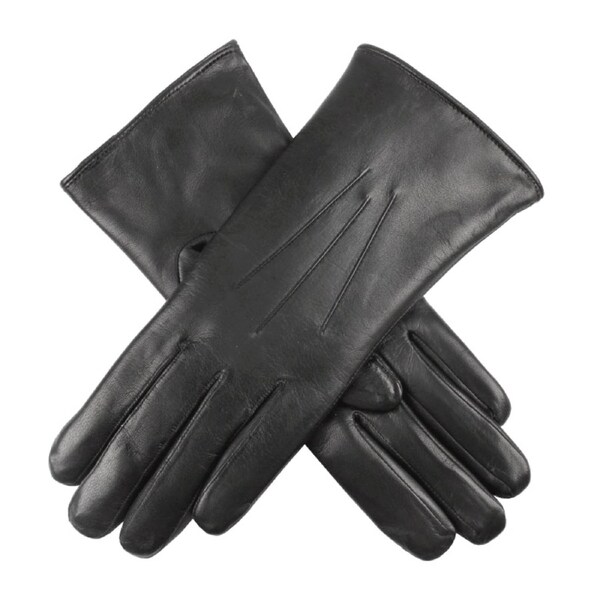 Dents Womens Kangaroo Leather Dress Gloves Cashmere Wool Lined - Black Large
