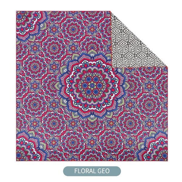 LINENOVA Beach Blanket Sandproof Oversized(160 x 160 cm)Double-sided Compact Quick Dry FLORAL GEO