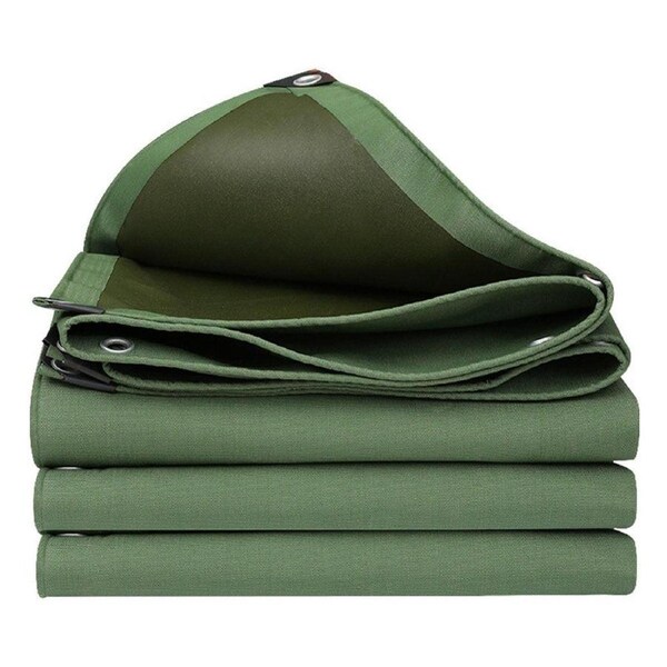 Heavy Duty Waterproof Canvas Tarp 200x400cm Army Green Sun Block Dustproof Cover