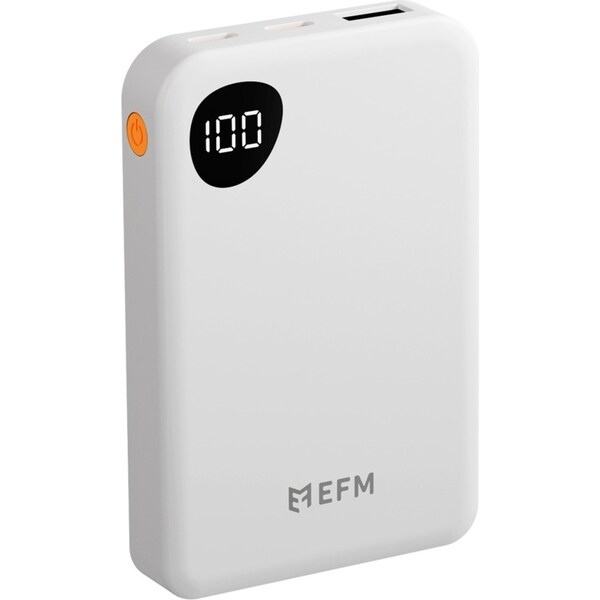 EFM Essential 5000mAh Power Bank Digital Display Universal Phone Charger WHT
