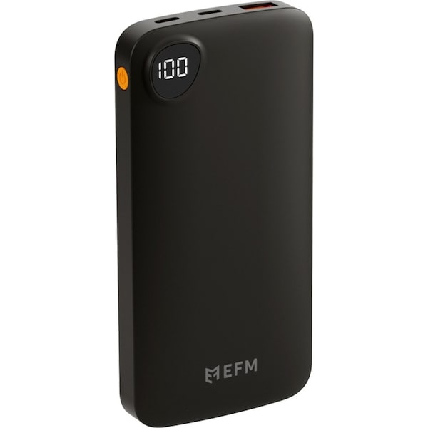 EFM Essential 10000mAh Power Bank Digital Display Universal Phone Charger BK