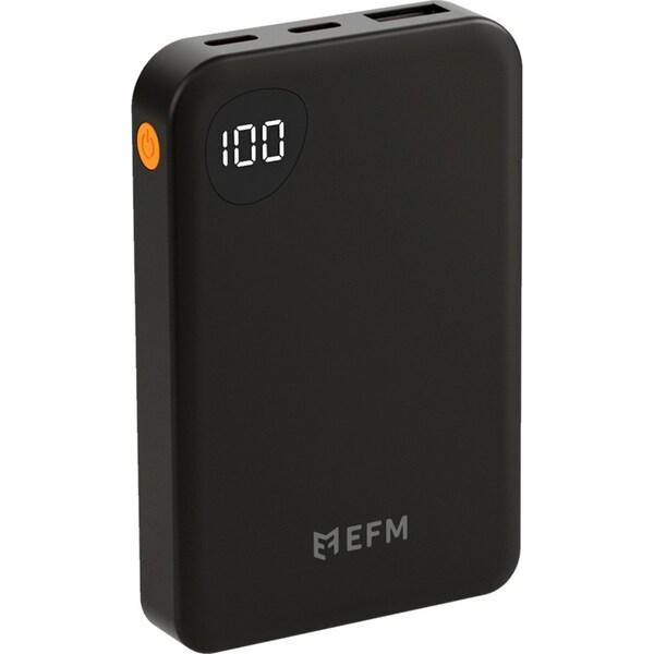 EFM Essential 5000mAh Power Bank Digital Display Universal Phone Charger BLK