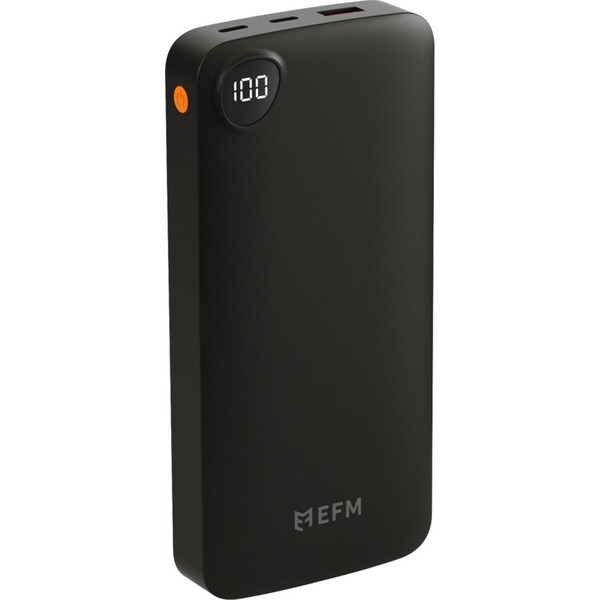EFM Essential 20000mAh Power Bank Digital Display Universal Phone Charger BK