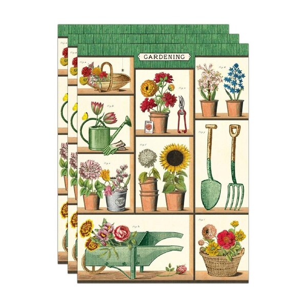 3x Cavallini Paper Poster Prints/Gift Wrap Wall Art Decor 50x70cm Gardening