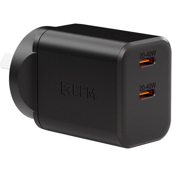 EFM Eco 40W Dual Port Mobile Phone Wall Charger Socket Power Adapter Black