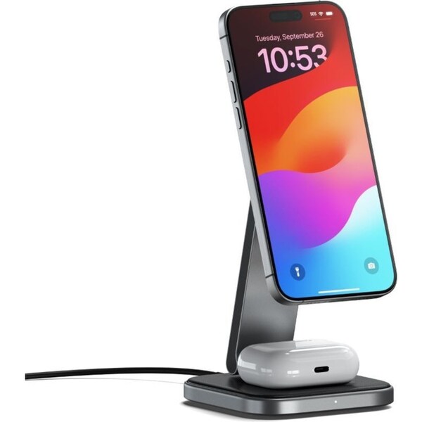Satechi 2in1 Wireless Charging Stand Qi2 For Apple Watch/iPhone/AirPods BLK