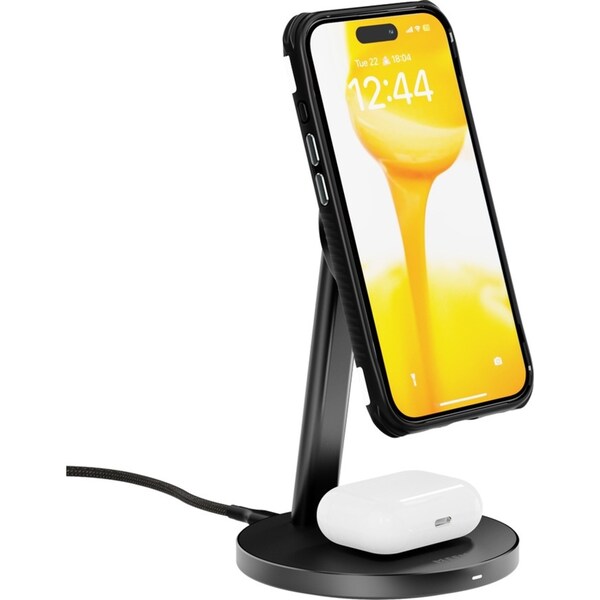 EFM Qi2 15W Duo Wireless Phone/Watch Charge Stand w/ 20W Power Supply Black