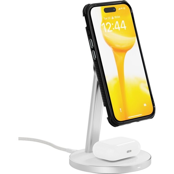 EFM Qi2 15W Duo Wireless Phone/Watch Charge Stand w/ 20W Power Supply White