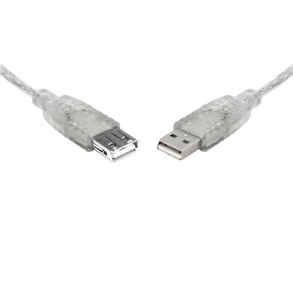 8Ware USB 2.0 Extension Cable A to A Male to Female Transparent Metal 1m Cable