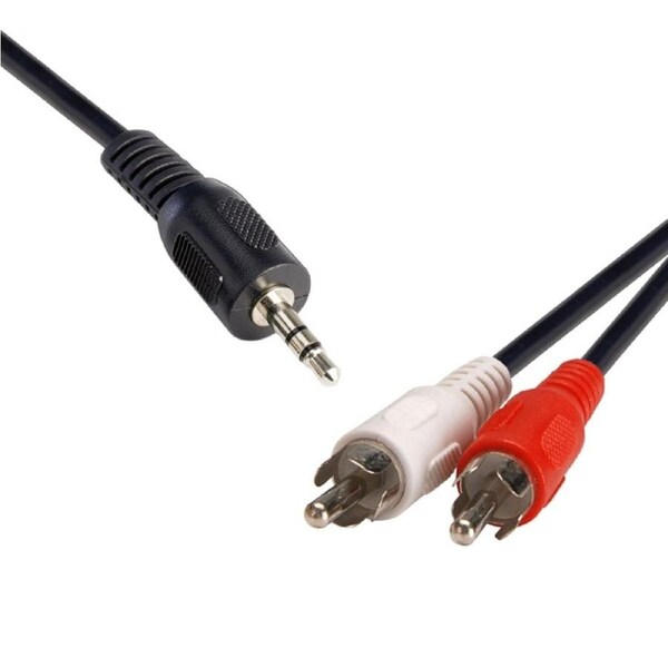 8Ware Extension Cable 3.5mm Stereo-Audio Jack to 2x RCA Plug Connector 2m Black