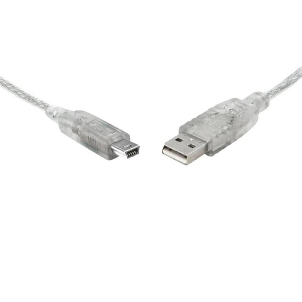 8Ware USB 2.0 Cable A to Mini-USB B Male to Male Transparent Cord Extension 1m