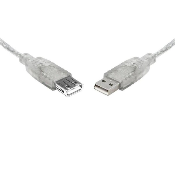 8Ware USB 2.0 Extension Cable A Male to Female Transparent Metal Sheath Cable 3m