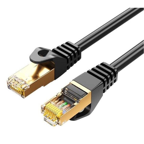 8Ware CAT7 RJ45 Ethernet Network LAN UTP Patch Cord Snagless Flat Cable 2m Black